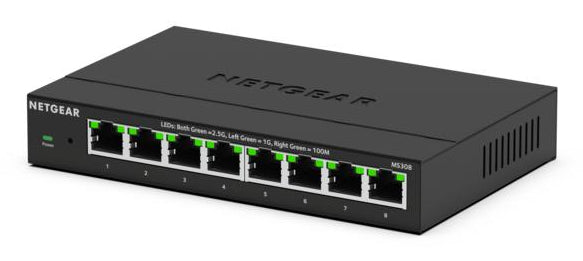 NETGEAR MS308 No administrado 2.5G Ethernet (100/1000/2500) Negro