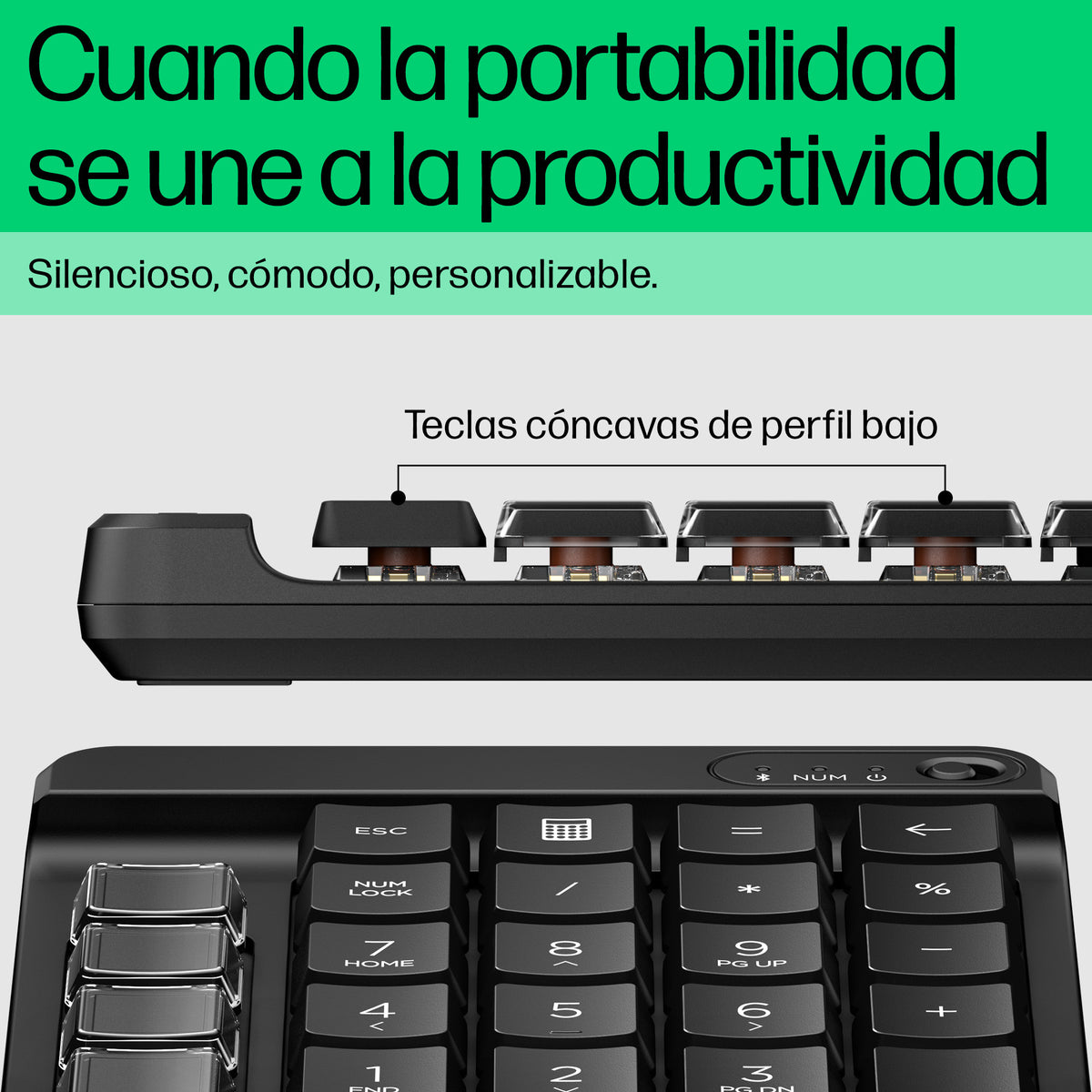 HP 430 Programmable Wireless Keypad teclado Hogar Bluetooth Negro (7)
