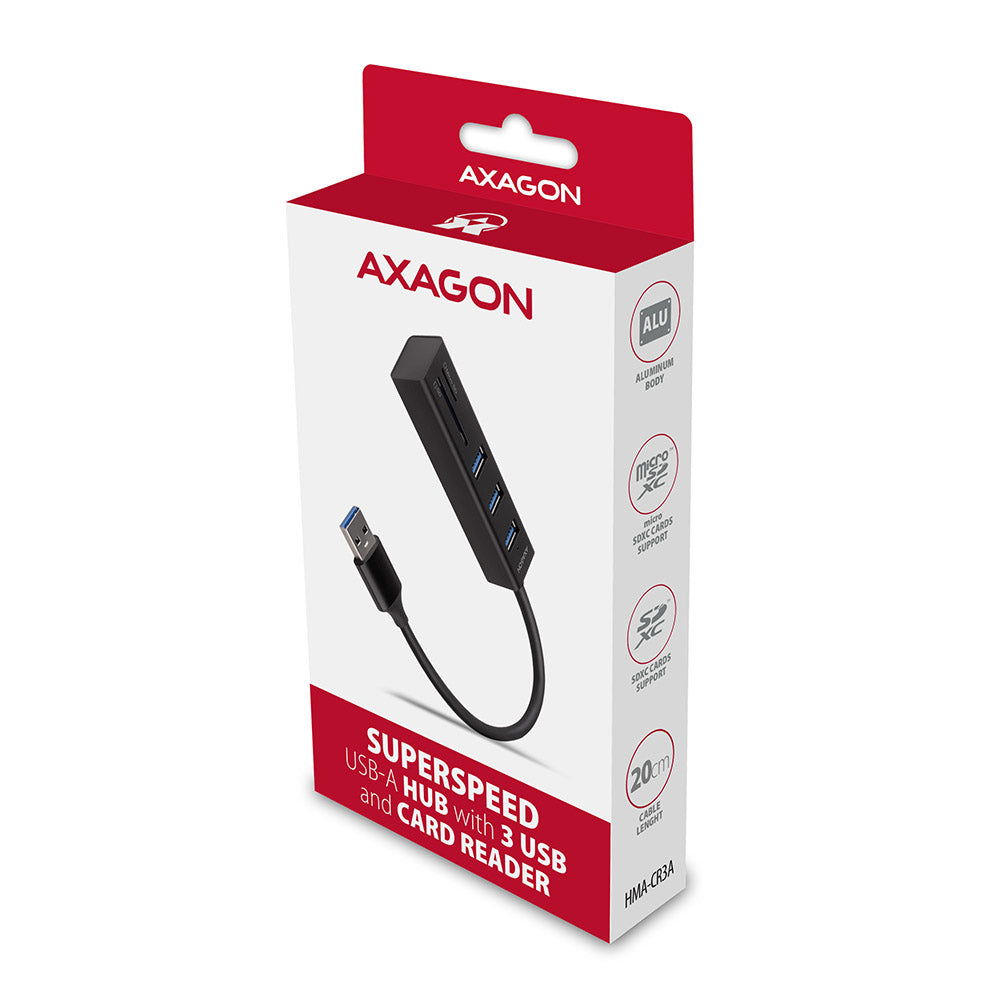 Axagon HMA-CR3A base para portátil y replicador de puertos Alámbrico USB 3.2 Gen 1 (3.1 Gen 1) Type-A Negro (7)