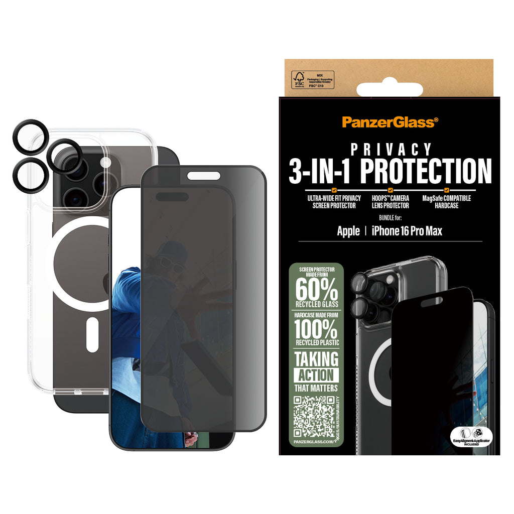 PanzerGlass ® 3-in-1 Privacy Protection Bundle iPhone 16 Pro Max Protector de pantalla Apple 1 pieza(s) (2)