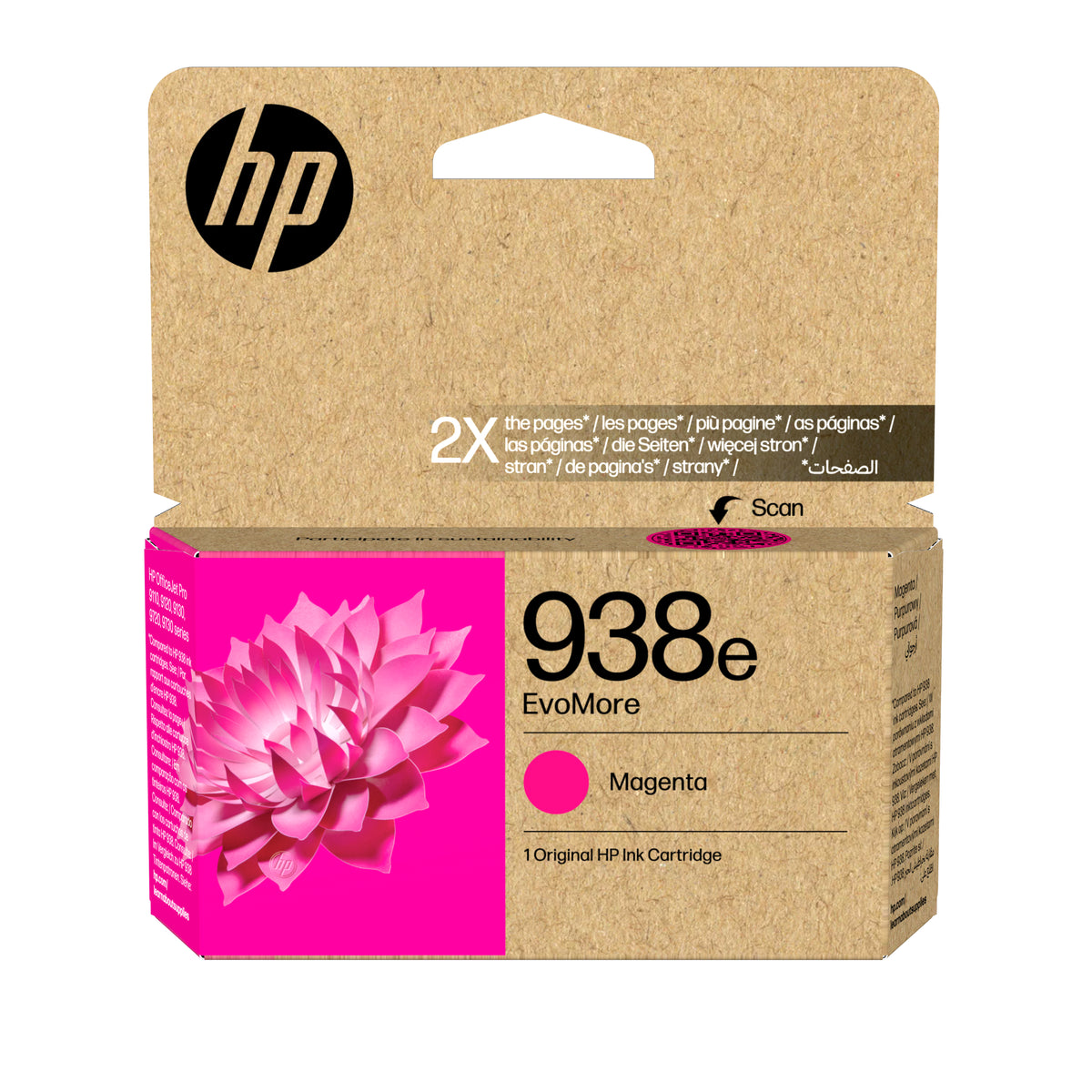 HP 938e EvoMore Magenta Original Ink Cartridge cartucho de tinta 1 pieza(s) Alto rendimiento (XL) (2)