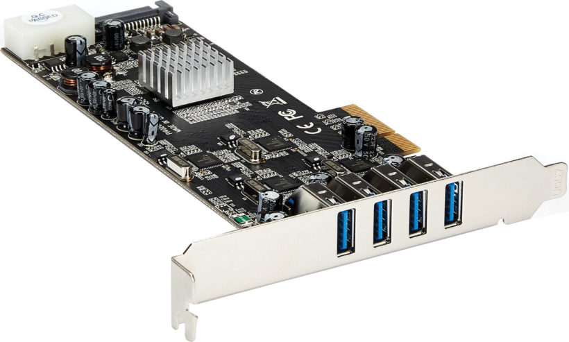 Startech PEXUSB3S44V - Hub Interno, Adaptador USB, PCIe x4, USB 3.0 x 4 (4)