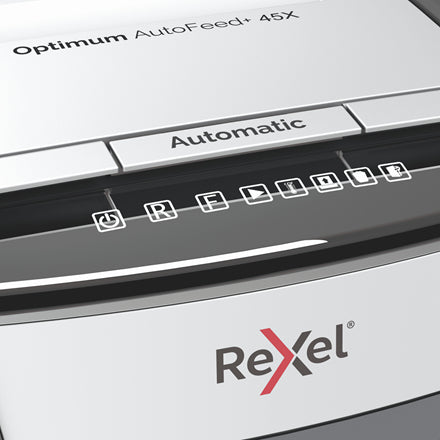 Rexel Optimum AutoFeed 45X triturador de papel Corte cruzado 55 dB 22 cm Negro