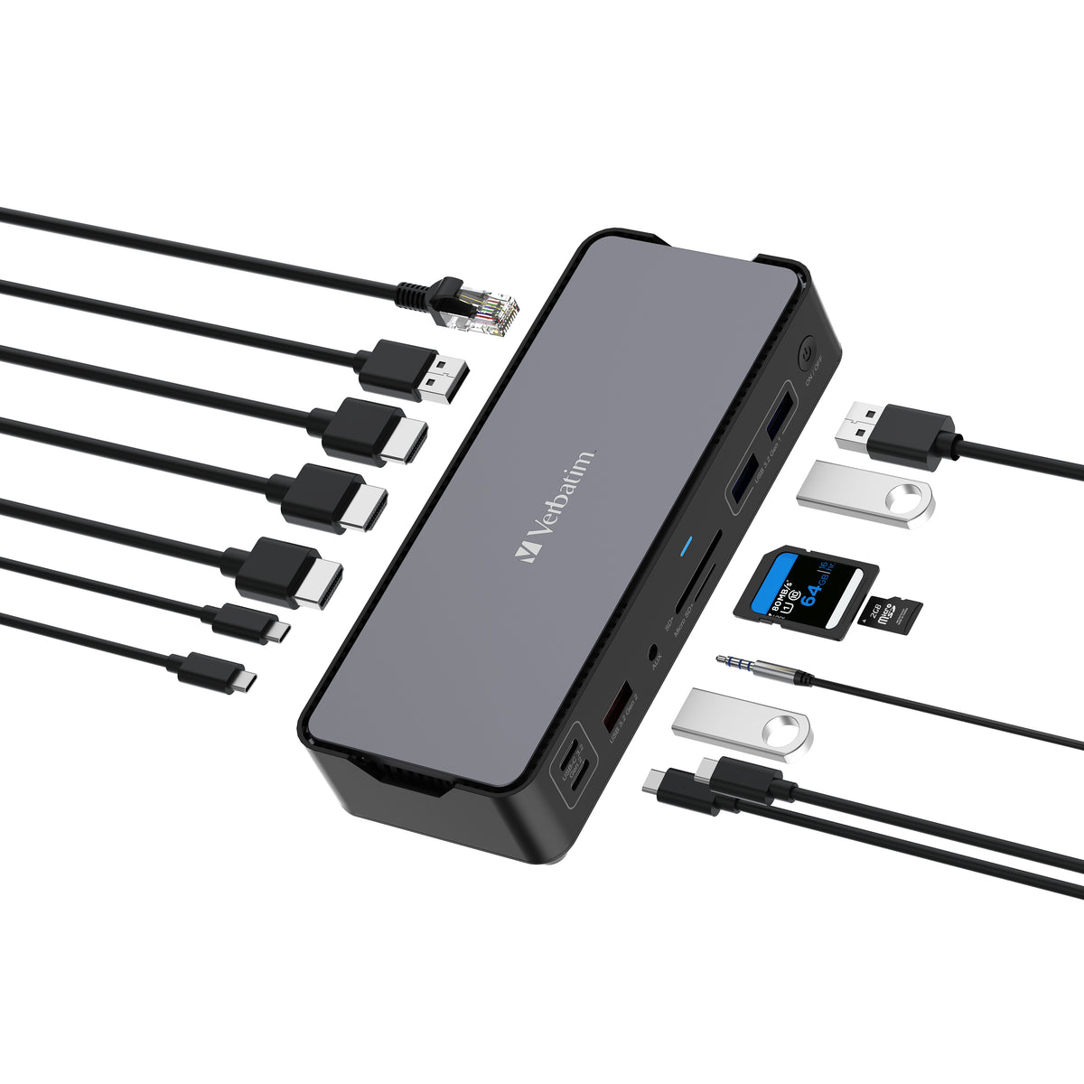 Verbatim CDS-15 Alámbrico USB 3.2 Gen 1 (3.1 Gen 1) Type-C Negro, Gris (6)