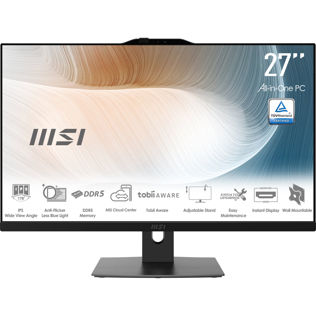 MSI Modern AM272P 12M-1063AT Intel® Core™ i5 i5-1235U 68,6 cm (27") 1920 x 1080 Pixeles PC todo en uno 16 GB DDR4-SDRAM 512 GB SSD Windows 11 Home Wi-Fi 6E (802.11ax) Negro (3)