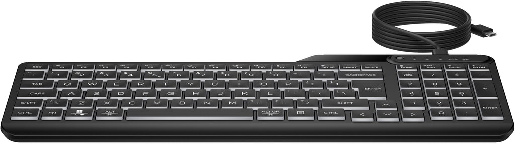 HP 405 Multi-Device Backlit Wired Keyboard teclado Oficina USB QWERTY Inglés Negro (7)