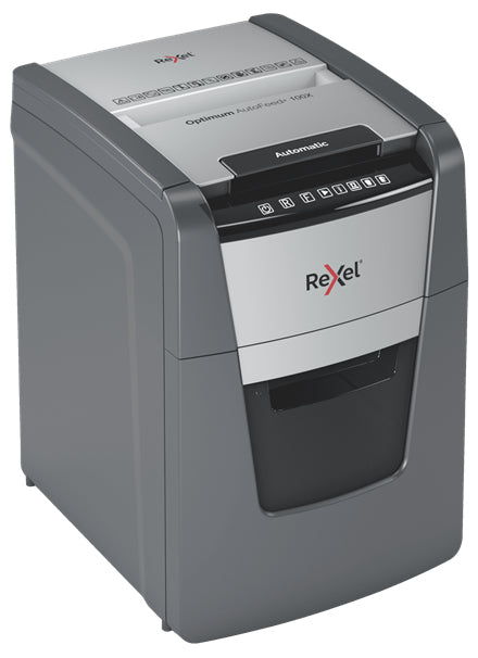 Rexel Optimum AutoFeed+ 100X triturador de papel Corte cruzado 55 dB 22 cm Negro, Gris (3)