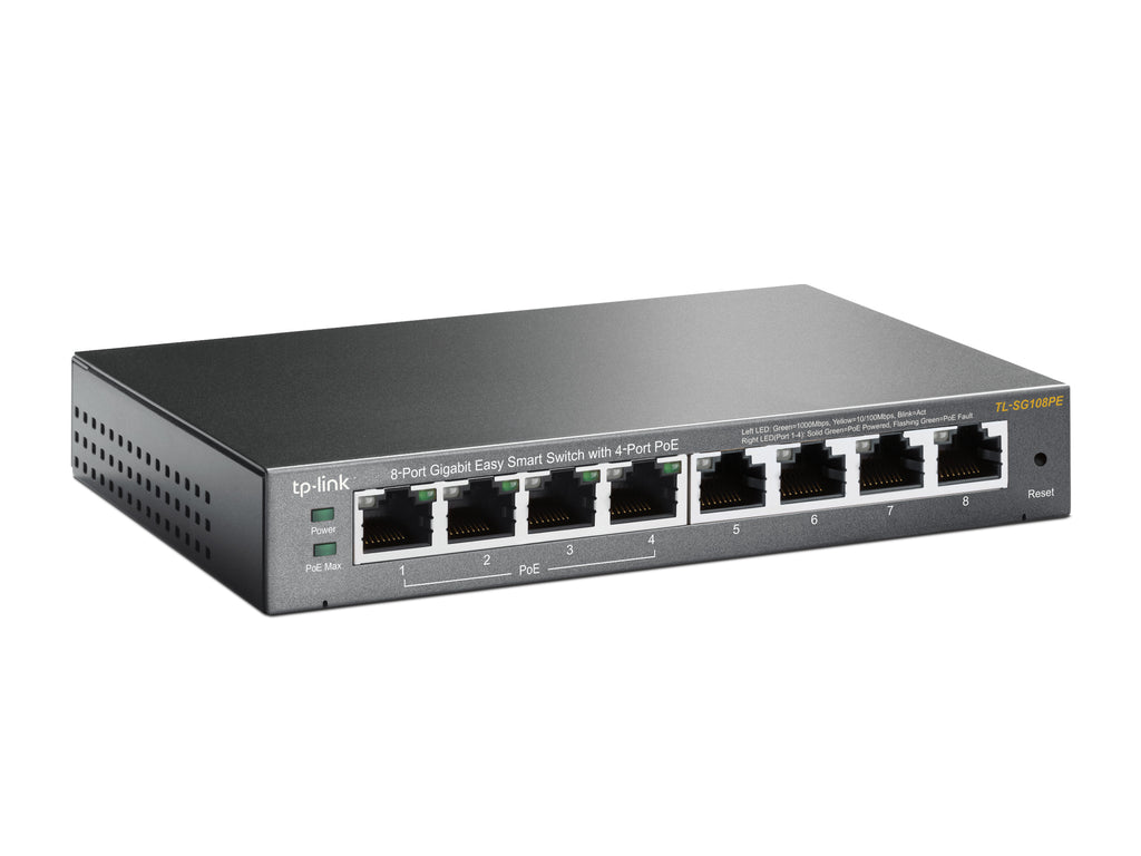 TP-Link TL-SG108PE Gestionado L2 Gigabit Ethernet (10/100/1000) Energía sobre Ethernet (PoE) Negro (3)