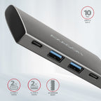 Axagon HMC-4G2 hub de interfaz USB 3.2 Gen 2 (3.1 Gen 2) Type-C 10000 Mbit/s Gris (4)