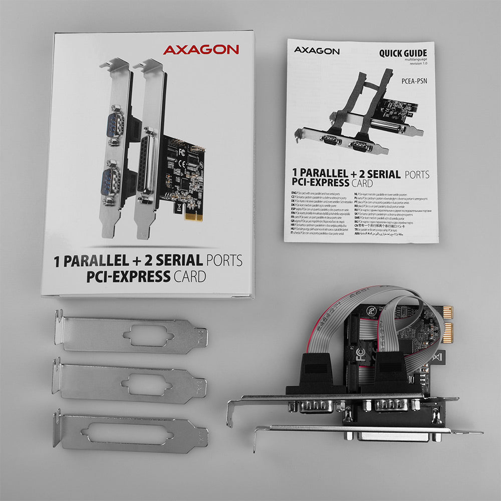 Axagon PCEA-PSN PCIe-Adapter mit 1x Parallel-+ 2x Seriell-Ports - ASIX AX99100 tarjeta y adaptador de interfaz Interno Paralelo, RS-232 (4)