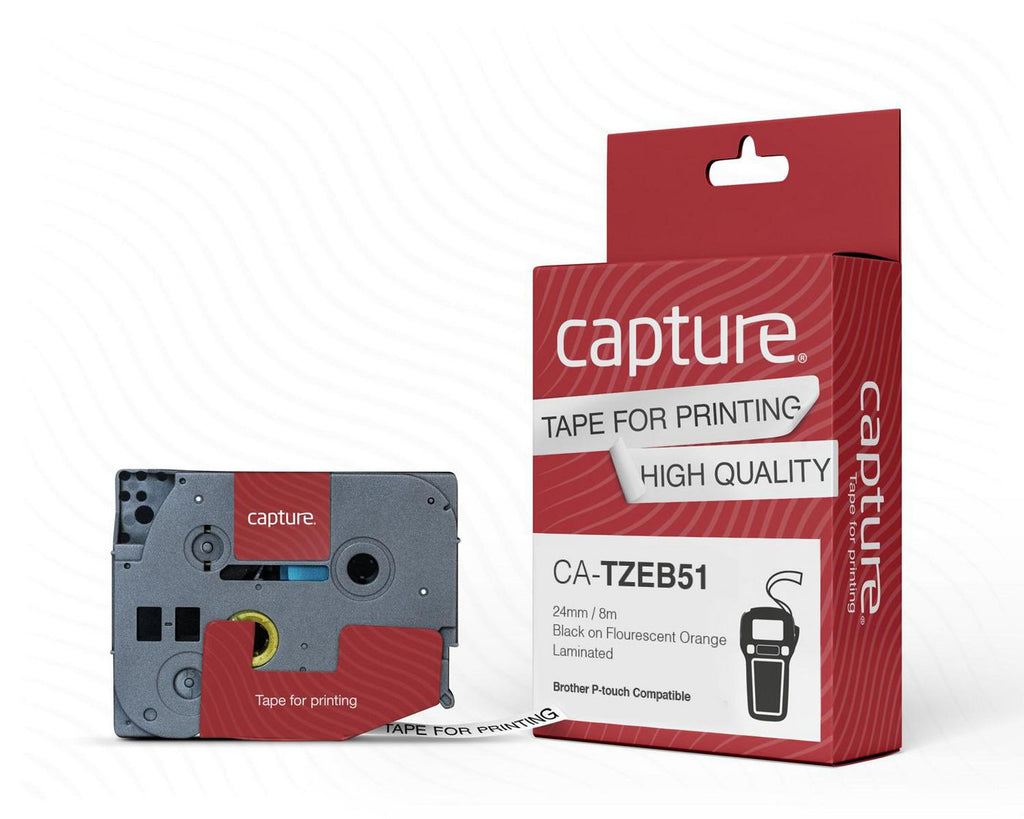 Capture CA-TZEB51 cinta para impresora de etiquetas Negro sobre naranja fluorescente (2)