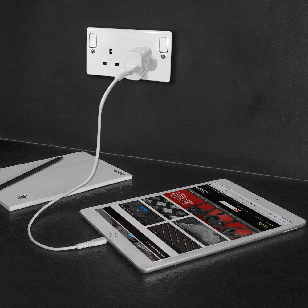 Lindy 73415 cargador de dispositivo móvil Smartphone, Tableta Blanco Corriente alterna Carga rápida Interior (5)