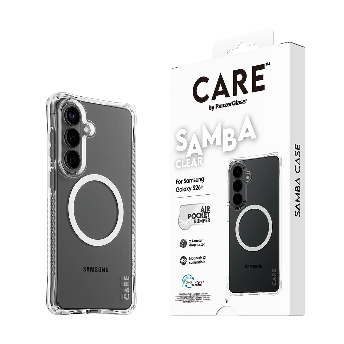 PanzerGlass CARE™ by ® Samba Case Transparent w. White Qi Samsung Galaxy S26+ funda para teléfono móvil 17 cm (6.7") Transparente (6)