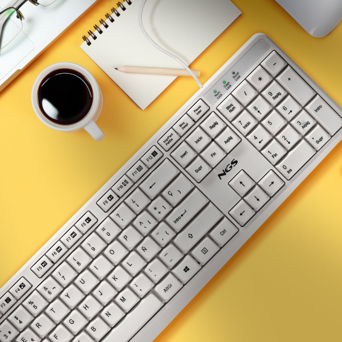 NGS HERITAGE teclado Universal USB QWERTY Español Blanco (3)