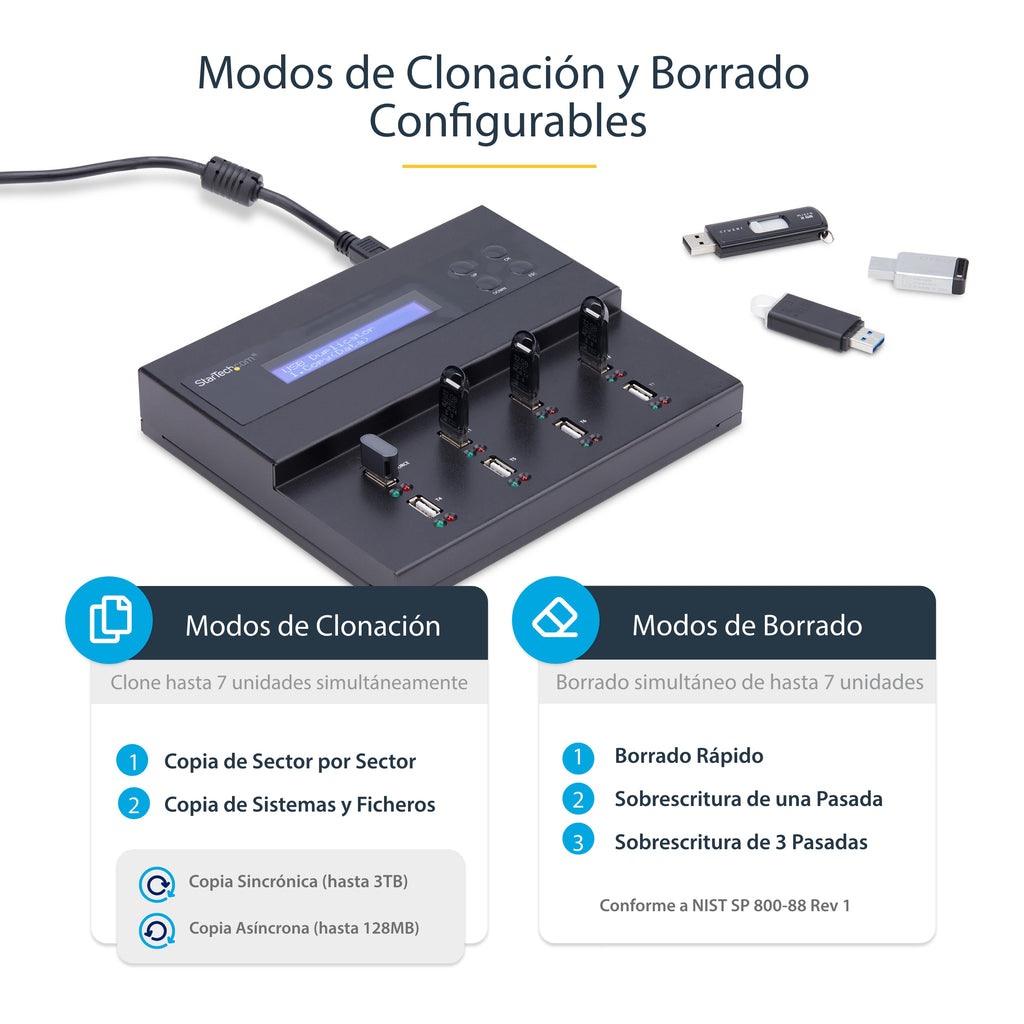 StarTech.com USBDUPE17 duplicador de datos y soporte Duplicador de pendrives