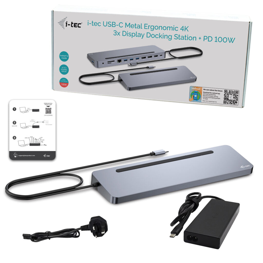 i-tec C31FLAT2PDPRO100WUK base para portátil y replicador de puertos Alámbrico