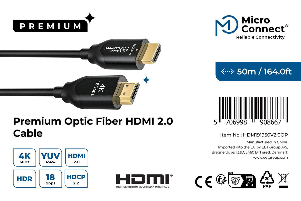 Microconnect HDM191950V2.0OP cable HDMI 50 m HDMI tipo A (Estándar) Negro (4)