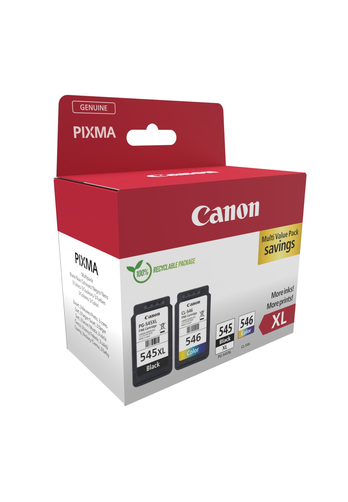Canon 8286B012 cartucho de tinta 2 pieza(s) Original Alto rendimiento (XL) Negro, Cian, Magenta, Amarillo (2)