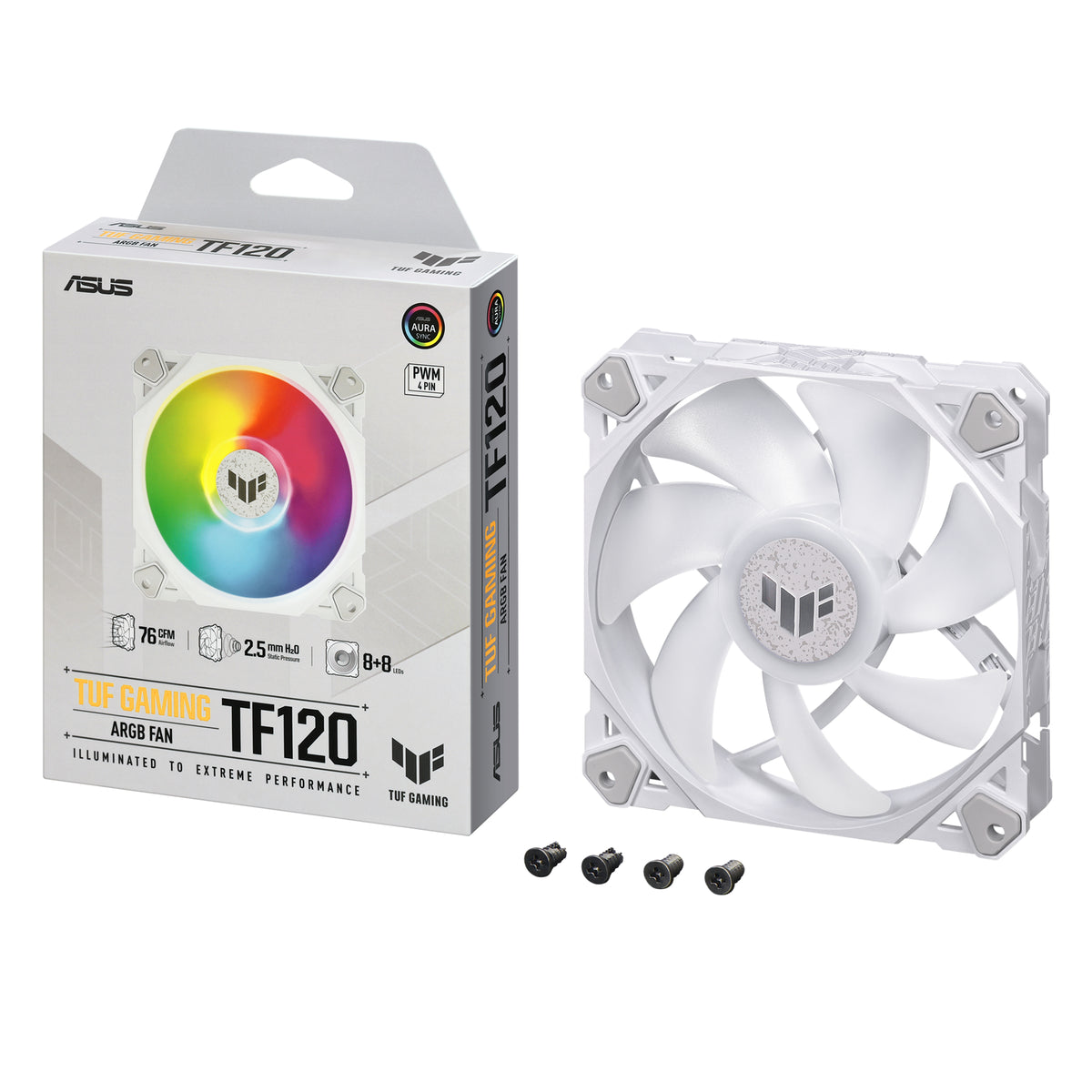 ASUS TUF GAMING TF120 ARGB WHITE EDITION Carcasa del ordenador Refrigerador de aire 12 cm Blanco 1 pieza(s) (8)