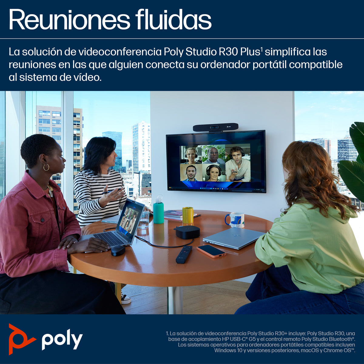 HP Poly Studio R30 USB Video Bar Gris 3840 x 2160 Pixeles (5)