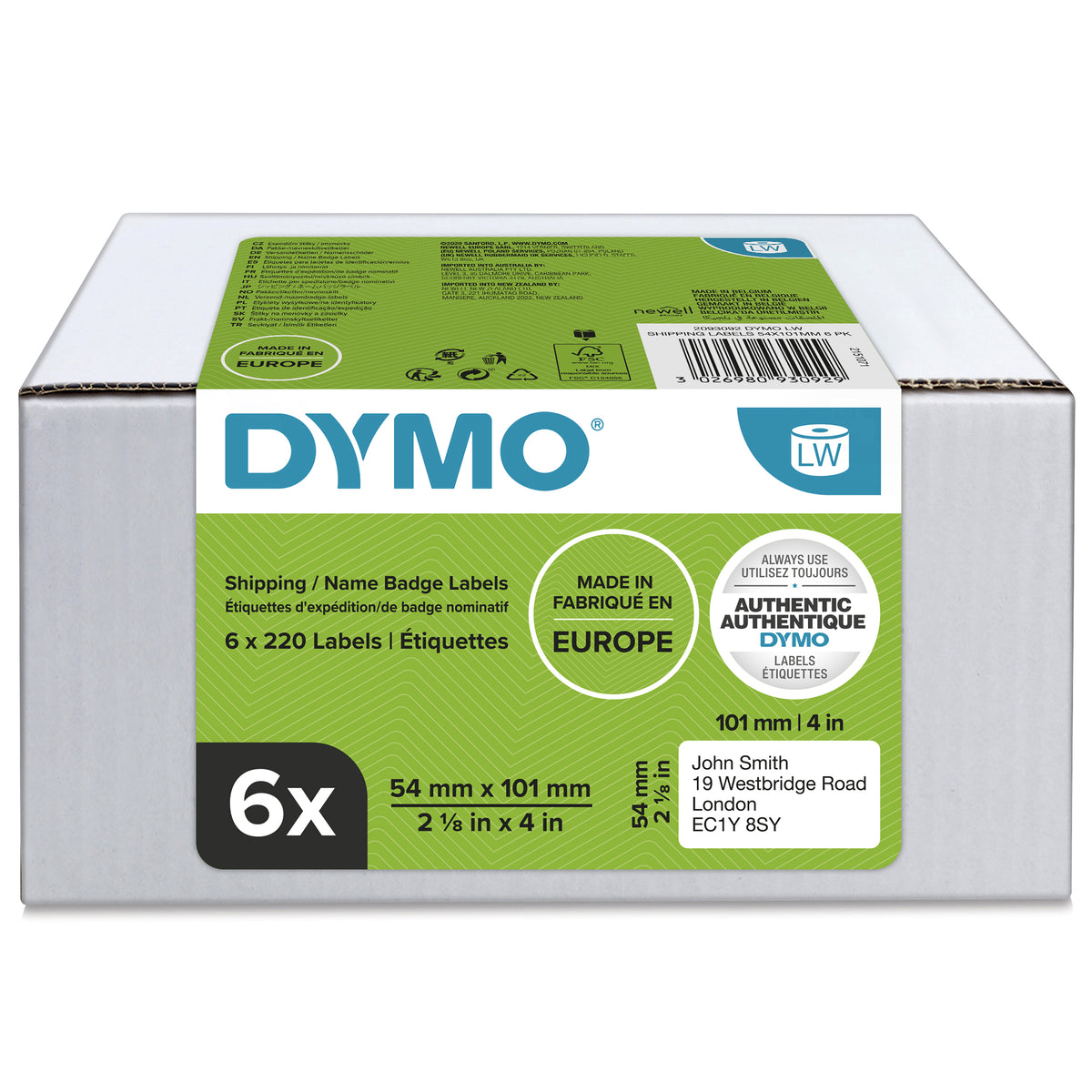 DYMO LW - High Capacity Shipping Labels - 54 x 101 mm - 2093092 Blanco Etiqueta para impresora autoadhesiva