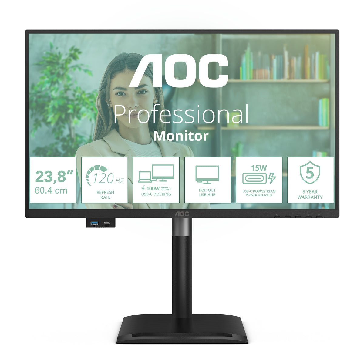 AOC 24P4CV pantalla para PC 60,5 cm (23.8") 1920 x 1080 Pixeles Full HD LED Negro
