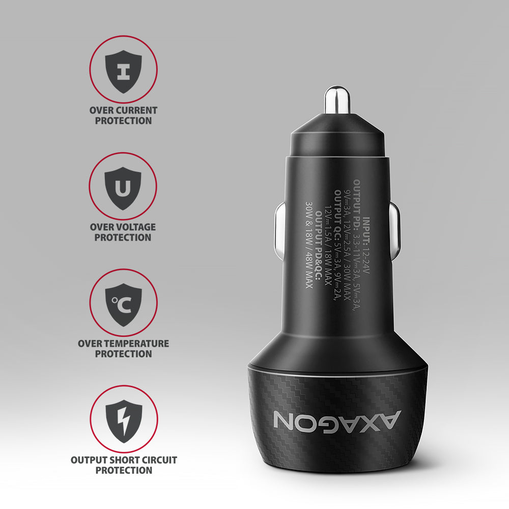 Axagon PWC-PQ48 cargador de dispositivo móvil Universal Negro Encendedor de cigarrillos Carga rápida Auto (5)