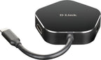 D-Link DUB-M420 base para portátil y replicador de puertos Alámbrico Thunderbolt 3 Aluminio, Negro