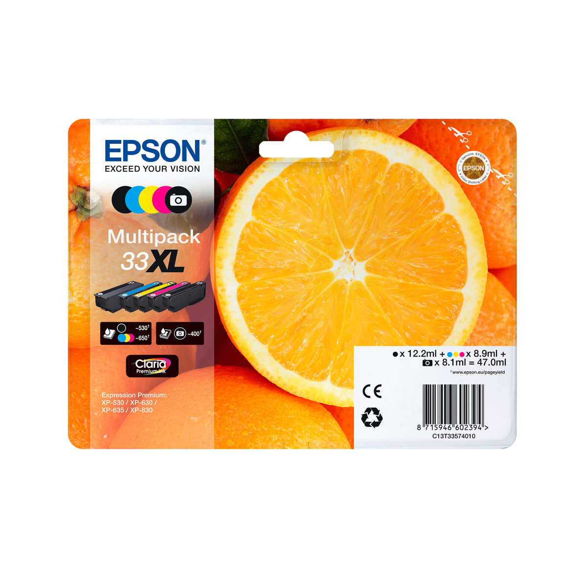 Epson Oranges C13T33374510 cartucho de tinta 1 pieza(s) Original Rendimiento estándar Negro, Foto negro, Cian, Magenta, Amarillo (5)