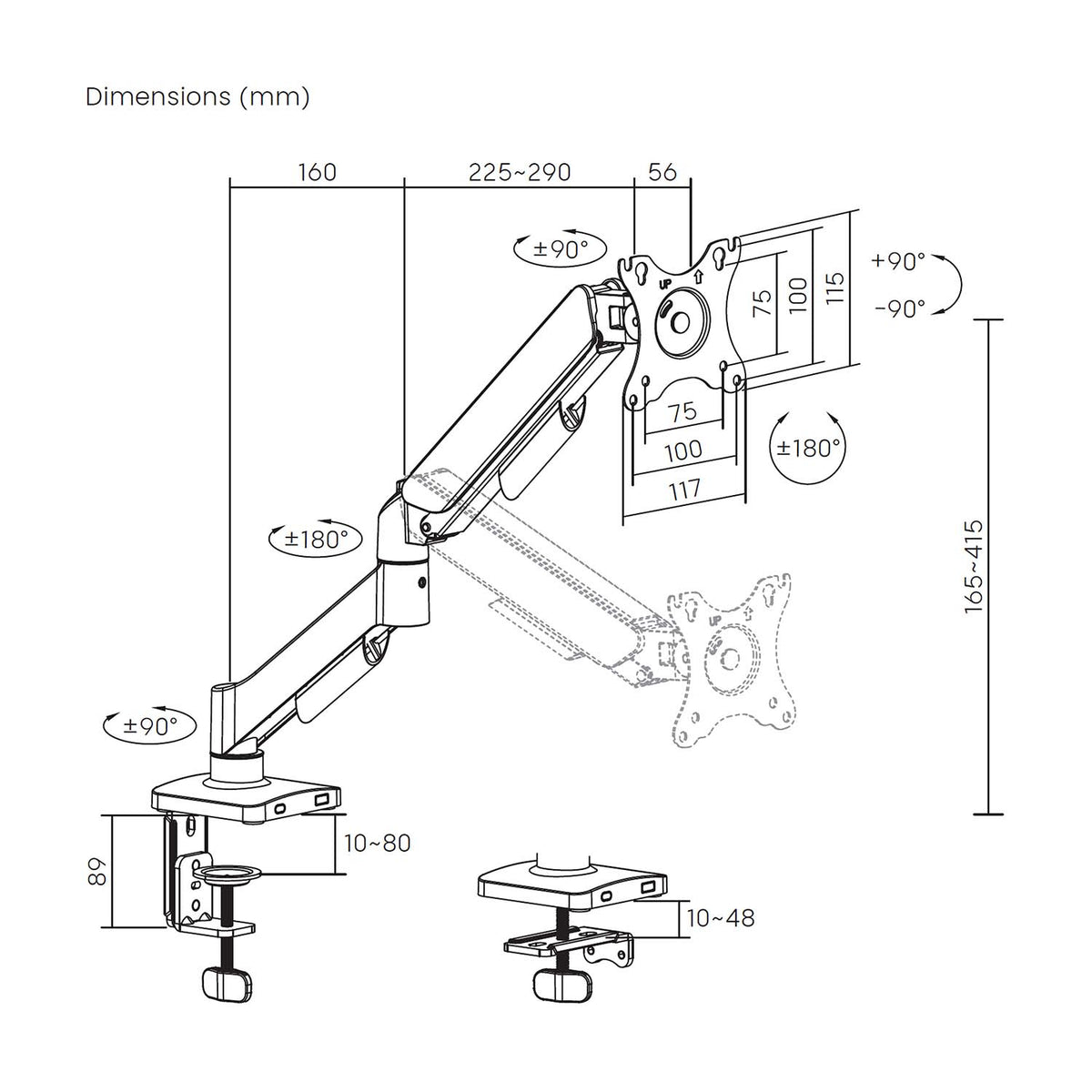 AISENS DT32TSR-355 soporte para monitor 81,3 cm (32") Escritorio (8)