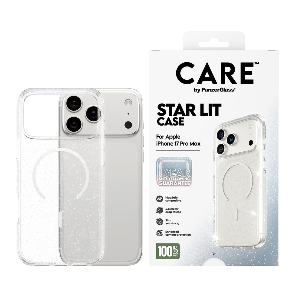 PanzerGlass CARE™ by ® Star Lit Case w. White MagSafe iPhone 17 Pro Max funda para teléfono móvil Transparente (2)