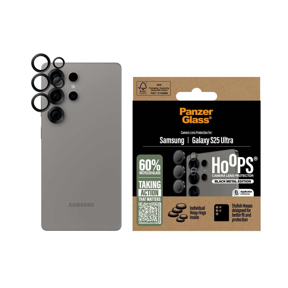 PanzerGlass ® Hoops® Camera Lens Protector Black Samsung Galaxy S25 Ultra Protector de pantalla 1 pieza(s) (2)