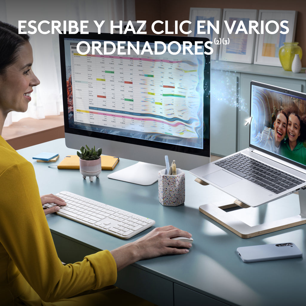 Logitech 920-012596 teclado Ratón incluido Oficina RF Wireless + Bluetooth QWERTY Español Blanco (8)