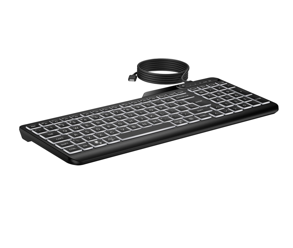 HP 405 Backlit Wired Keyboard teclado Oficina USB Negro (3)