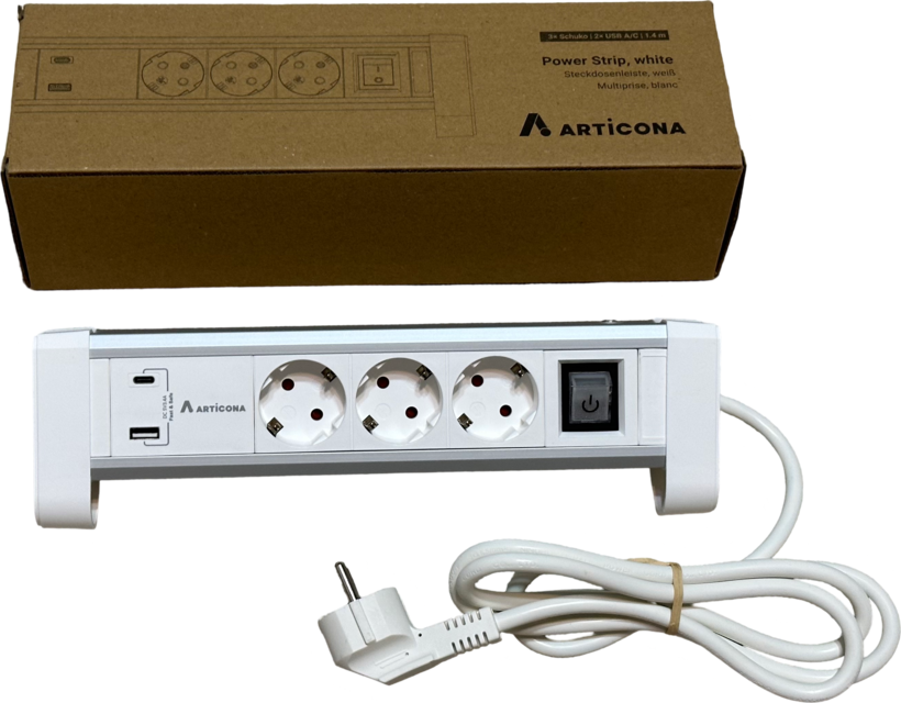 Regleta 3 ranuras + 2x USB A/C 1,4 m (6)