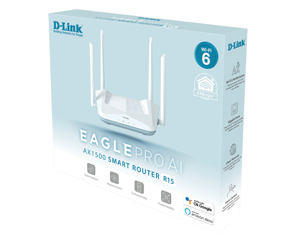 D-Link EAGLE PRO AI AX1500 Smart Router router inalámbrico Gigabit Ethernet Doble banda (2,4 GHz / 5 GHz) Blanco (5)