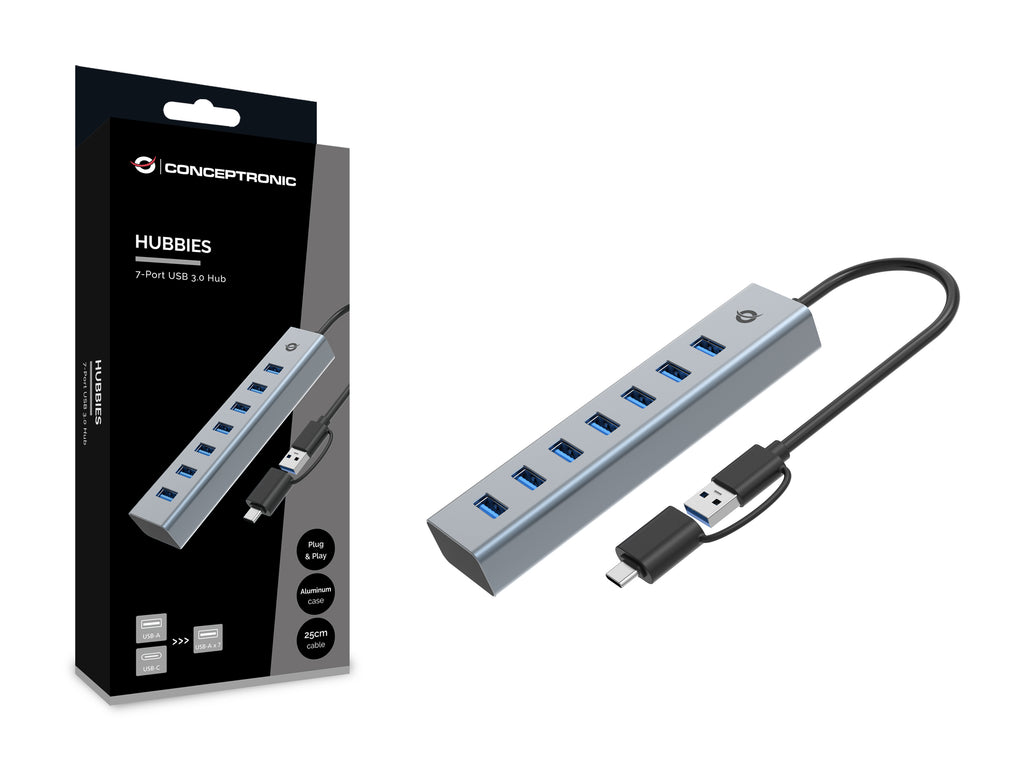 Conceptronic HUBBIES21G hub de interfaz USB 3.2 Gen 1 (3.1 Gen 1) Type-A 5000 Mbit/s Gris (3)