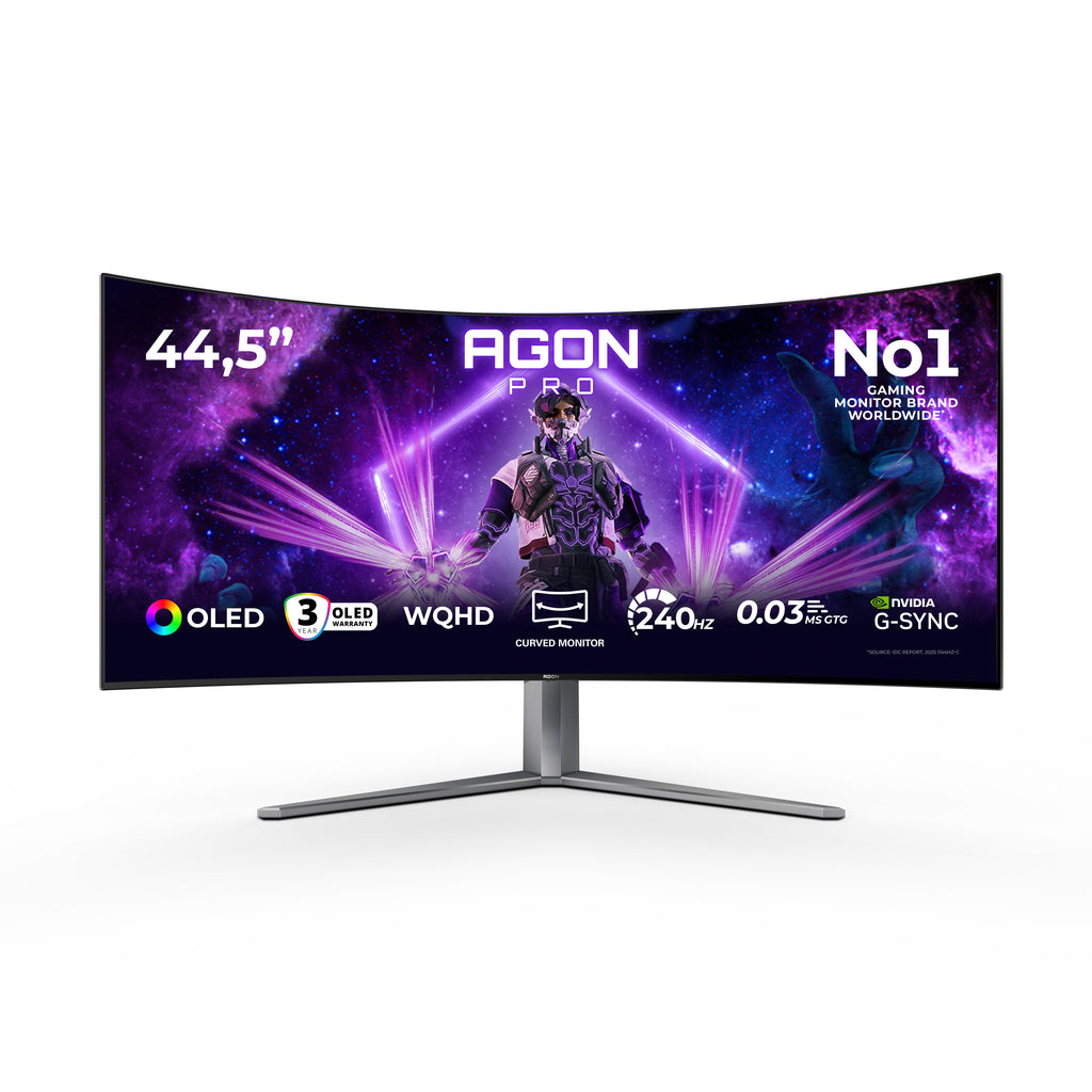 AOC AGON PRO AG456UCZD pantalla para PC 113 cm (44.5") 3440 x 1440 Pixeles Wide Quad HD OLED Negro, Gris
