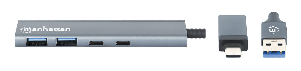 Manhattan 181075 base para portátil y replicador de puertos Alámbrico USB 3.2 Gen 1 (3.1 Gen 1) Type-A + Type-C Gris (4)