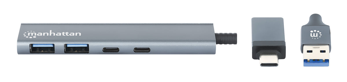 Manhattan 181075 base para portátil y replicador de puertos Alámbrico USB 3.2 Gen 1 (3.1 Gen 1) Type-A + Type-C Gris (4)