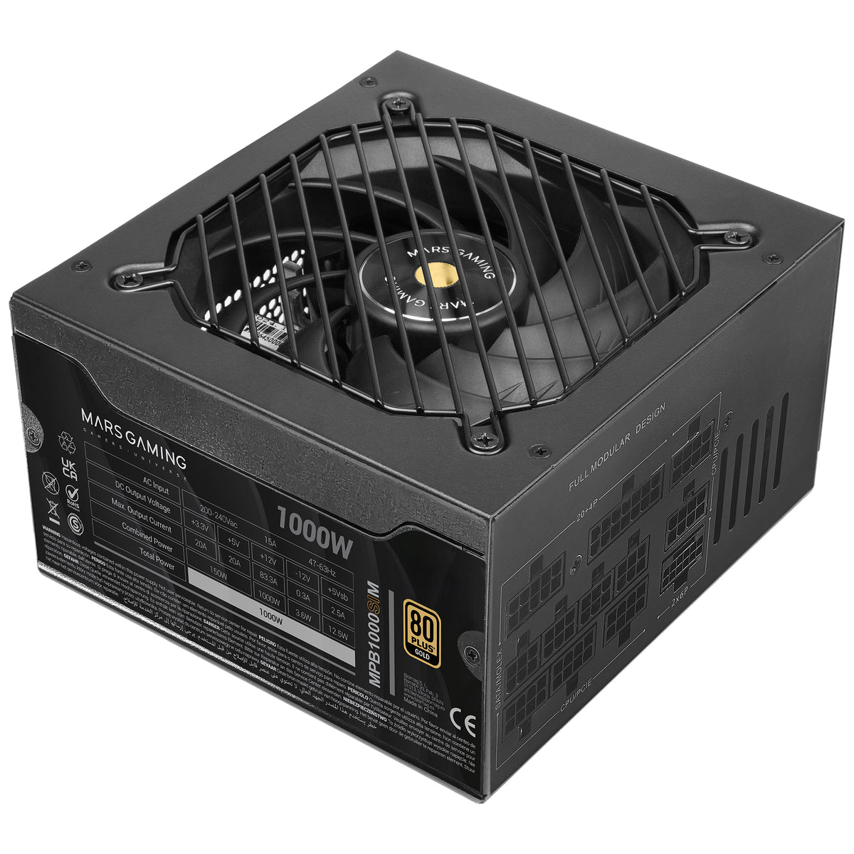 Mars Gaming MPB1000SIM unidad de fuente de alimentación 1000 W 24-pin ATX ATX Negro (3)