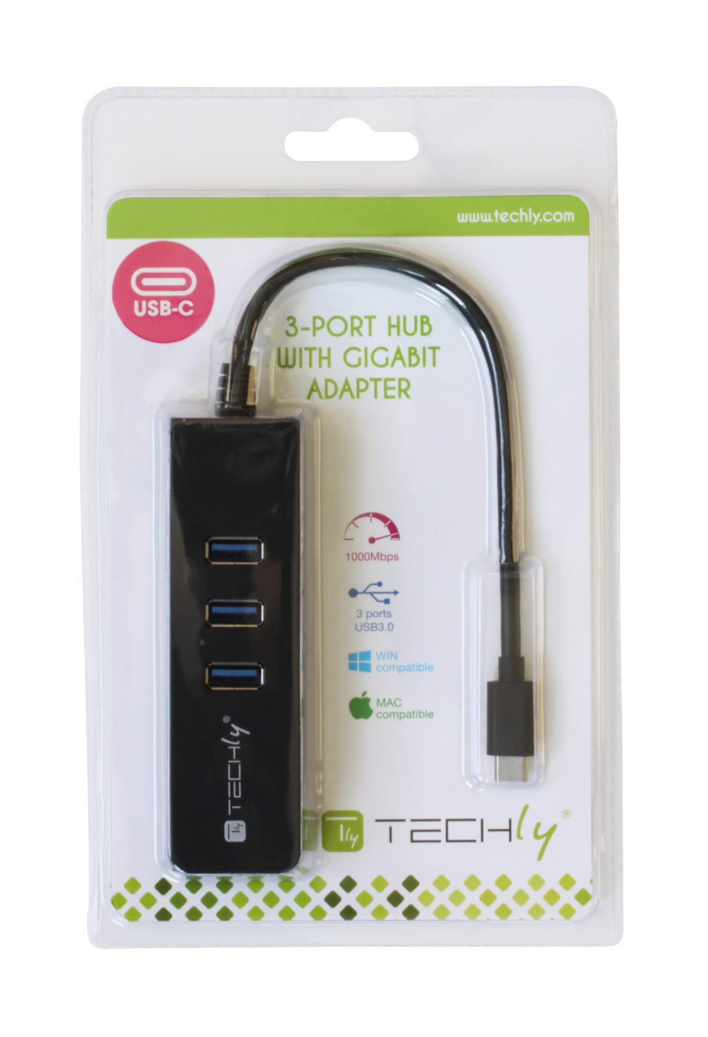 Techly IDATA-USB-ETGIGA-3U2 base para portátil y replicador de puertos USB 3.2 Gen 1 (3.1 Gen 1) Type-A Negro (3)