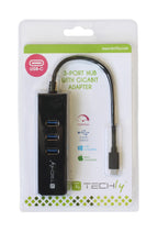 Techly IDATA-USB-ETGIGA-3U2 base para portátil y replicador de puertos USB 3.2 Gen 1 (3.1 Gen 1) Type-A Negro (3)