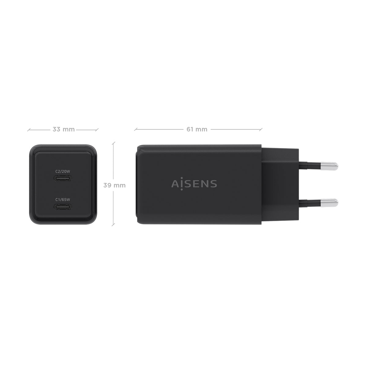 AISENS ASCH-65W2P079-BK cargador de dispositivo móvil Cámara digital, Teléfono móvil, Portátil, Smartphone, Tableta, Universal Corriente alterna Carga rápida Interior (5)