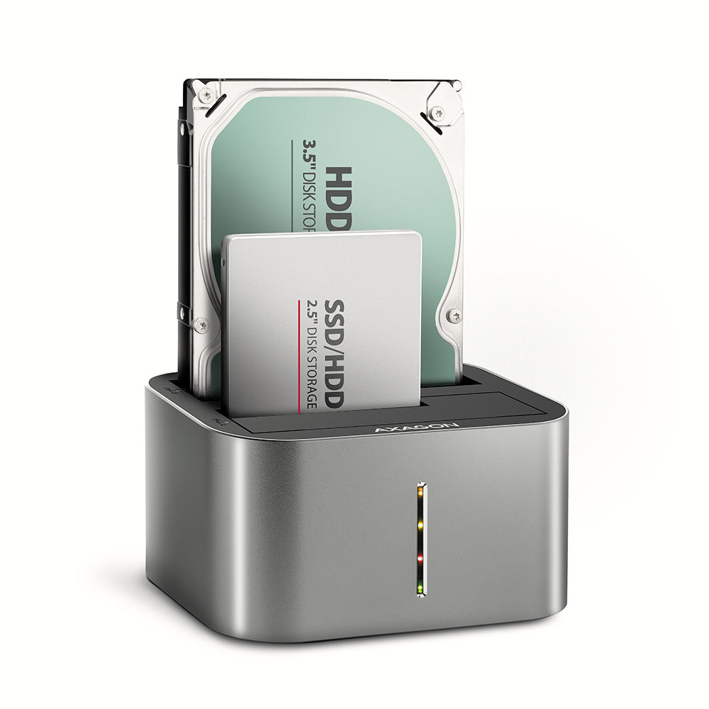 Axagon ADSA-DC base de conexión para disco duro USB 3.2 Gen 1 (3.1 Gen 1) Type-A Gris
