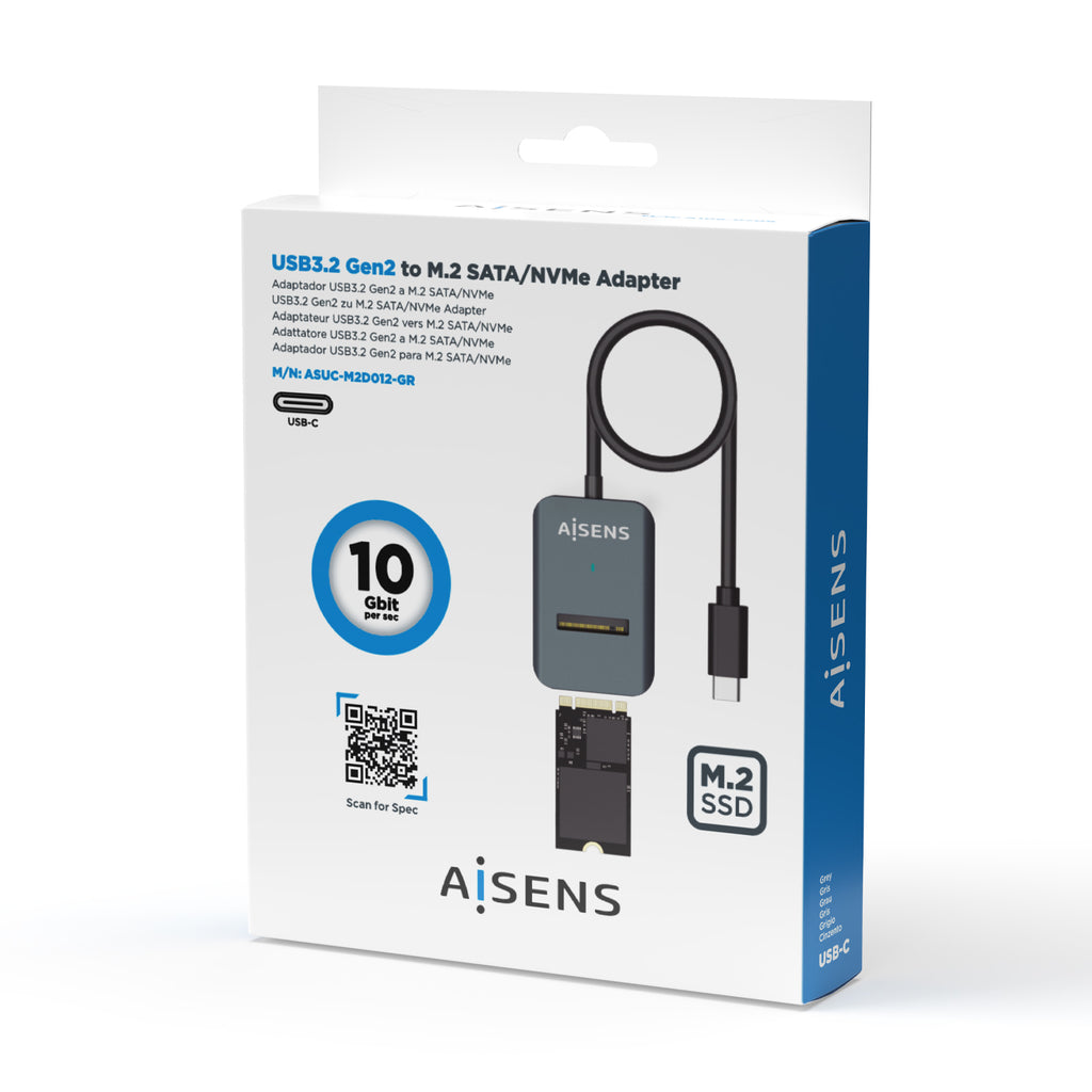 AISENS ASUC-M2D012-GR caja para disco duro externo Caja externa para unidad de estado sólido (SSD) (5)