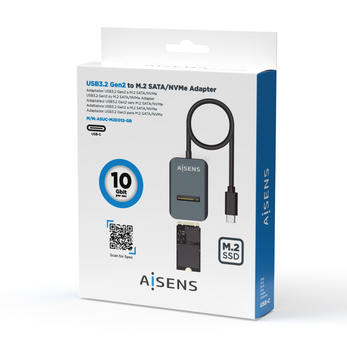 AISENS ASUC-M2D012-GR caja para disco duro externo Caja externa para unidad de estado sólido (SSD) (5)