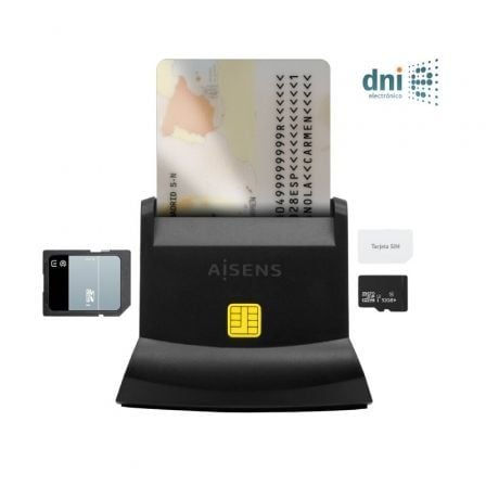 AISENS ASCR-SN04CSD-BK lector de control de acceso Lector USB de control de acceso