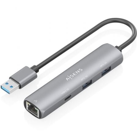 AISENS ASUC-4P035-GR base para portátil y replicador de puertos Alámbrico USB 3.2 Gen 1 (3.1 Gen 1) Type-A