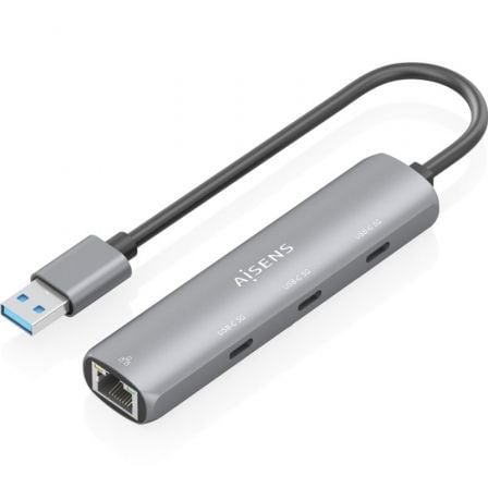 AISENS ASUC-4P037-GR base para portátil y replicador de puertos Alámbrico USB 3.2 Gen 1 (3.1 Gen 1) Type-A